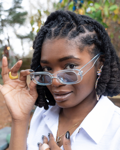 Clear Intentions Blue-Tint Retro Sunglasses