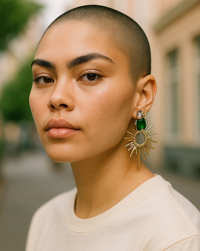 Glow Up Emerald Burst Statement Earrings