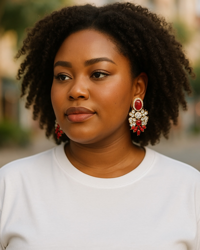 Muse Royale Red & Crystal Statement Earrings
