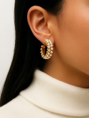 Mina Pearl Hoop Earrings