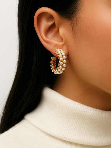 Mina Pearl Hoop Earrings