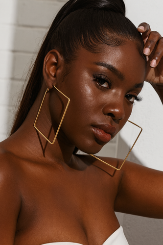 Large Gold Square Earrings