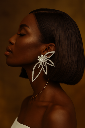 Flower Drop Rhinestone Earrings
