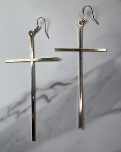 Faith Moves Gold Cross Drop Earrings