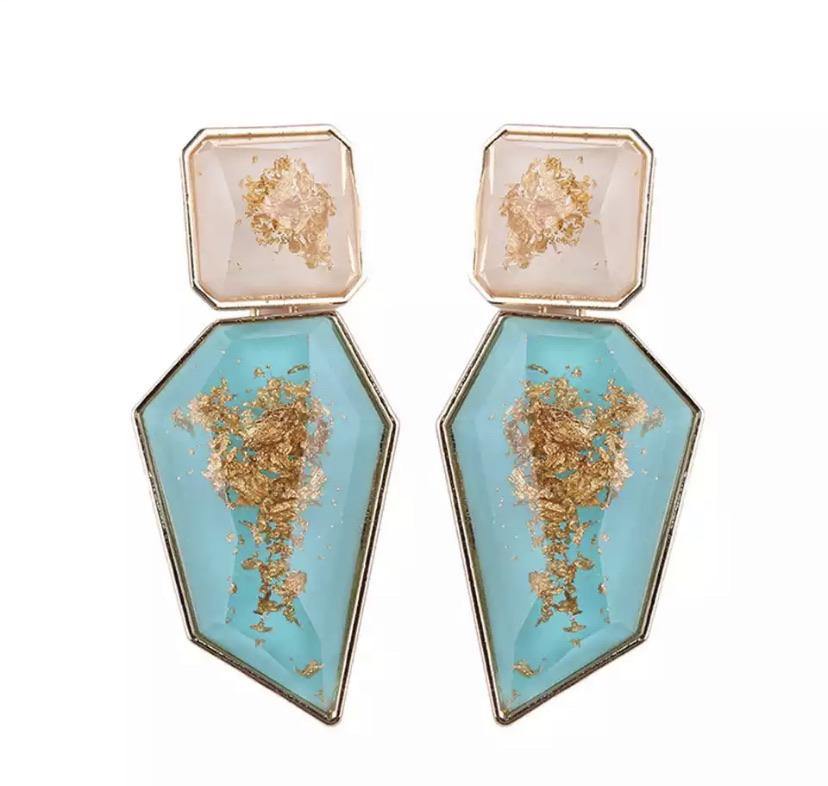Taraji - Teal with Gold Shimmer Earrings